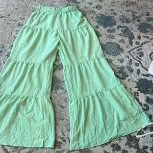 Lime Green Tiered Palazzo Pants New